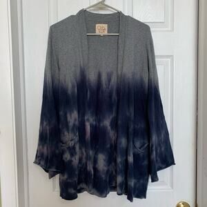 Chaser tie dye bell sleeve open front sweater